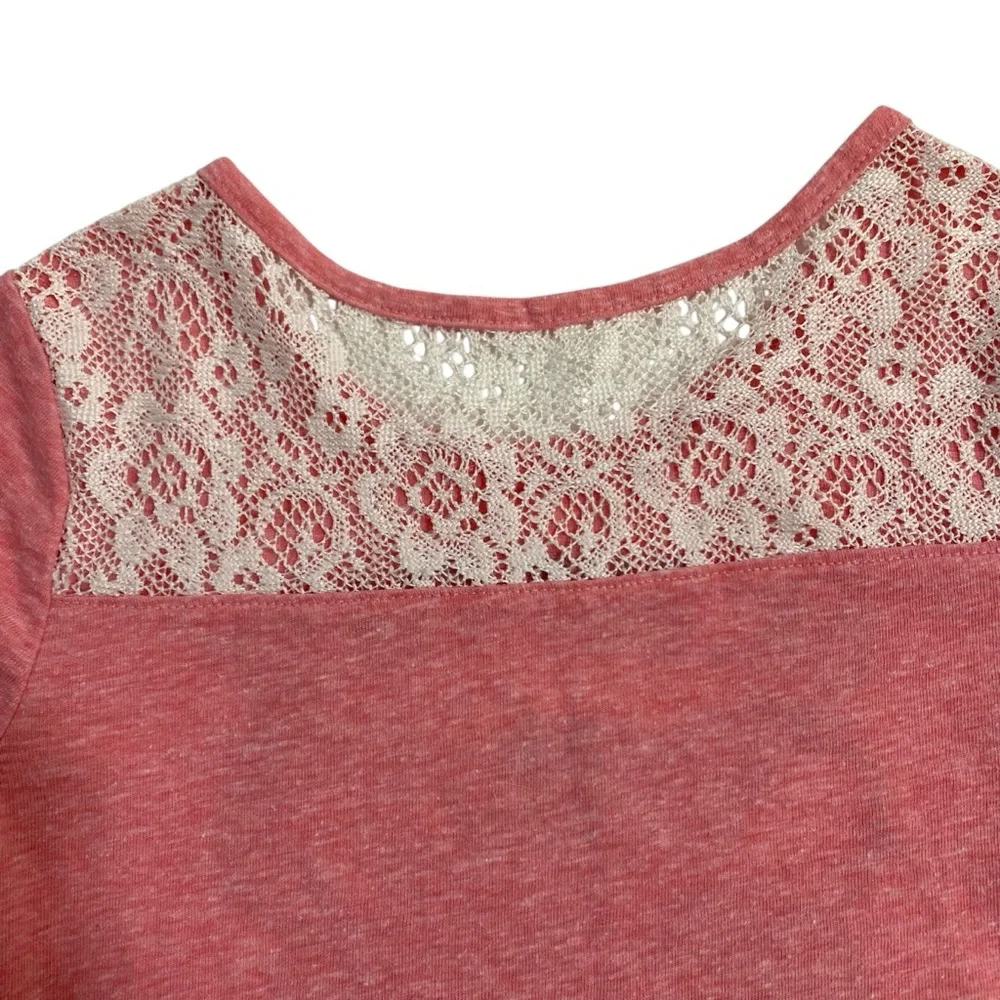 JUSTICE T-Shirt Top Size 7 Lace Pink Sparkle Bear S’mores Graphic Short Sleeve